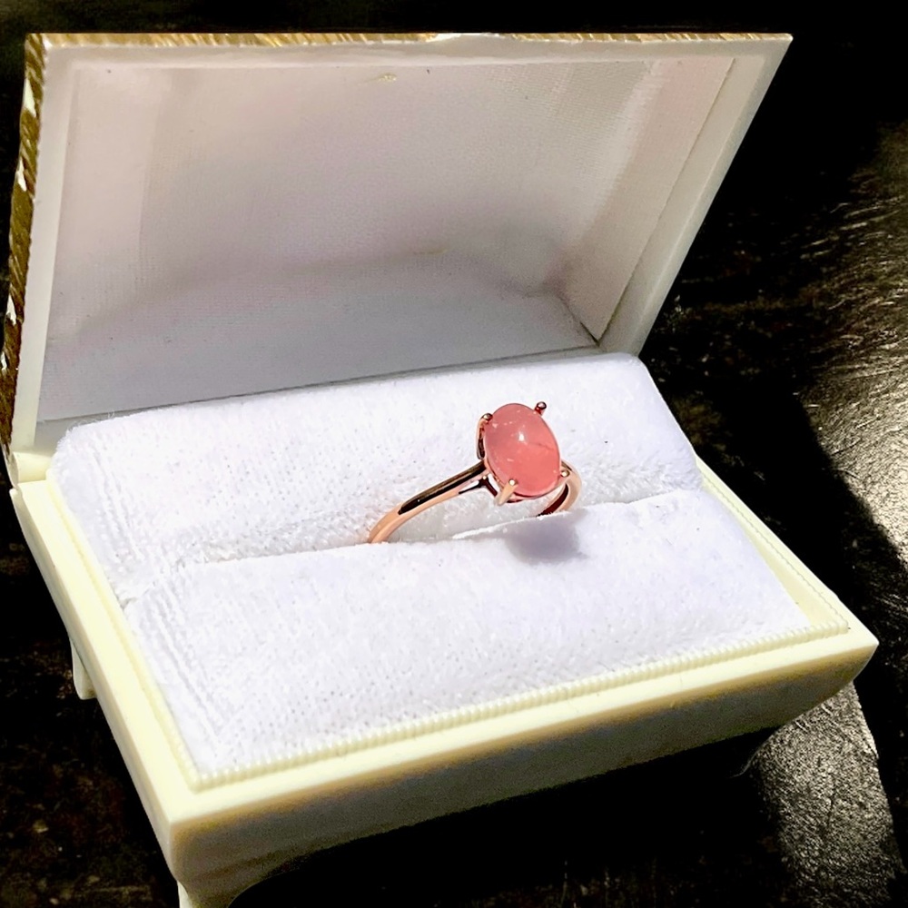 🌺Gold Vermeil & Genuine Pink Opal Ring